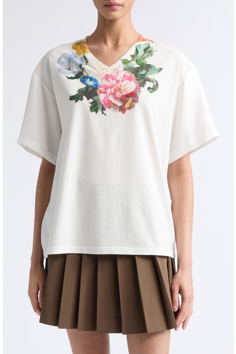 Flower Graphic T-Shirt, Main, color, OFF WHITE