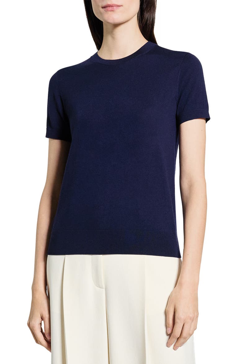 Regal Short Sleeve Wool Sweater, Main, color, DEEP NAVY
