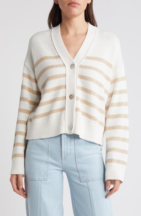 Geneva Stripe Cotton Blend Cardigan