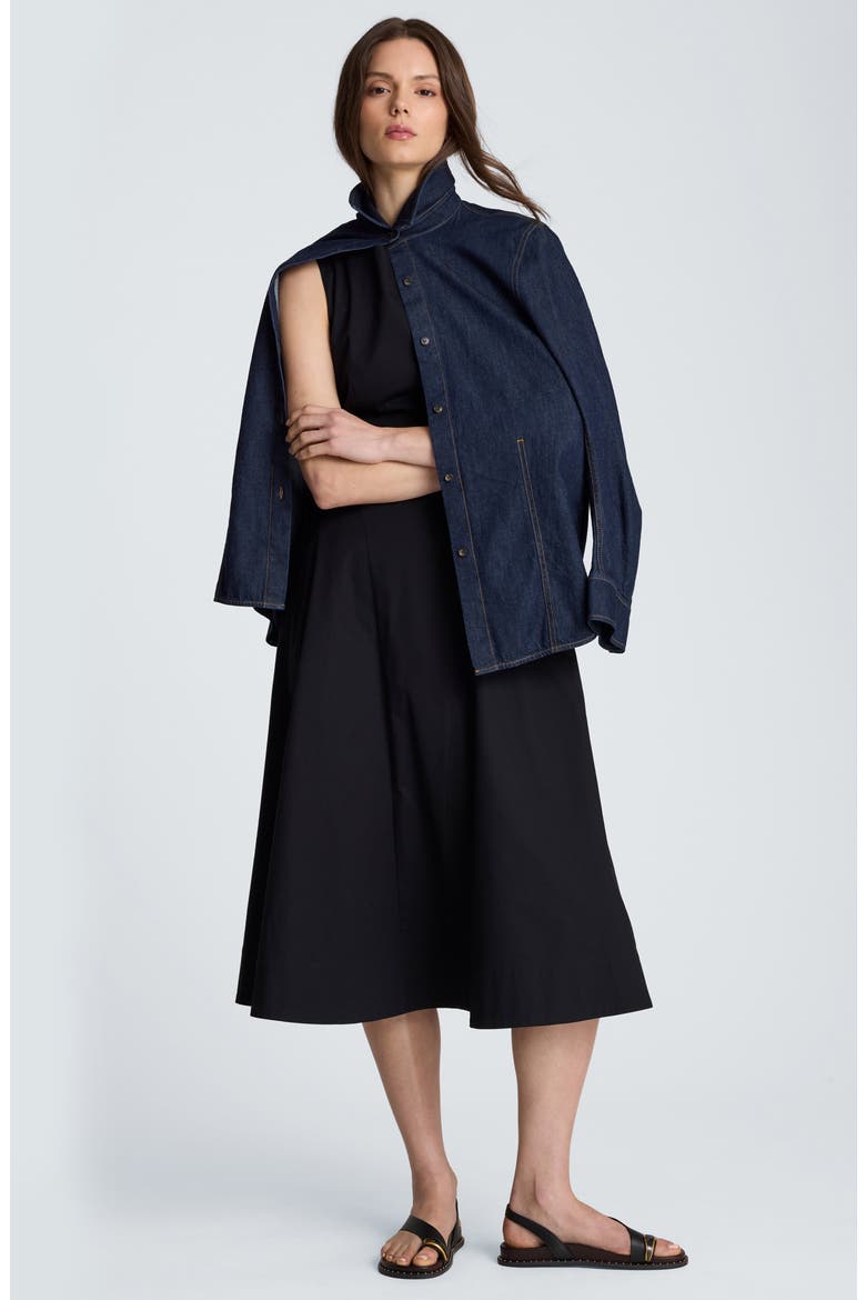 Bateau Neck Sleeveless Midi Dress, Alternate, color, BLACK