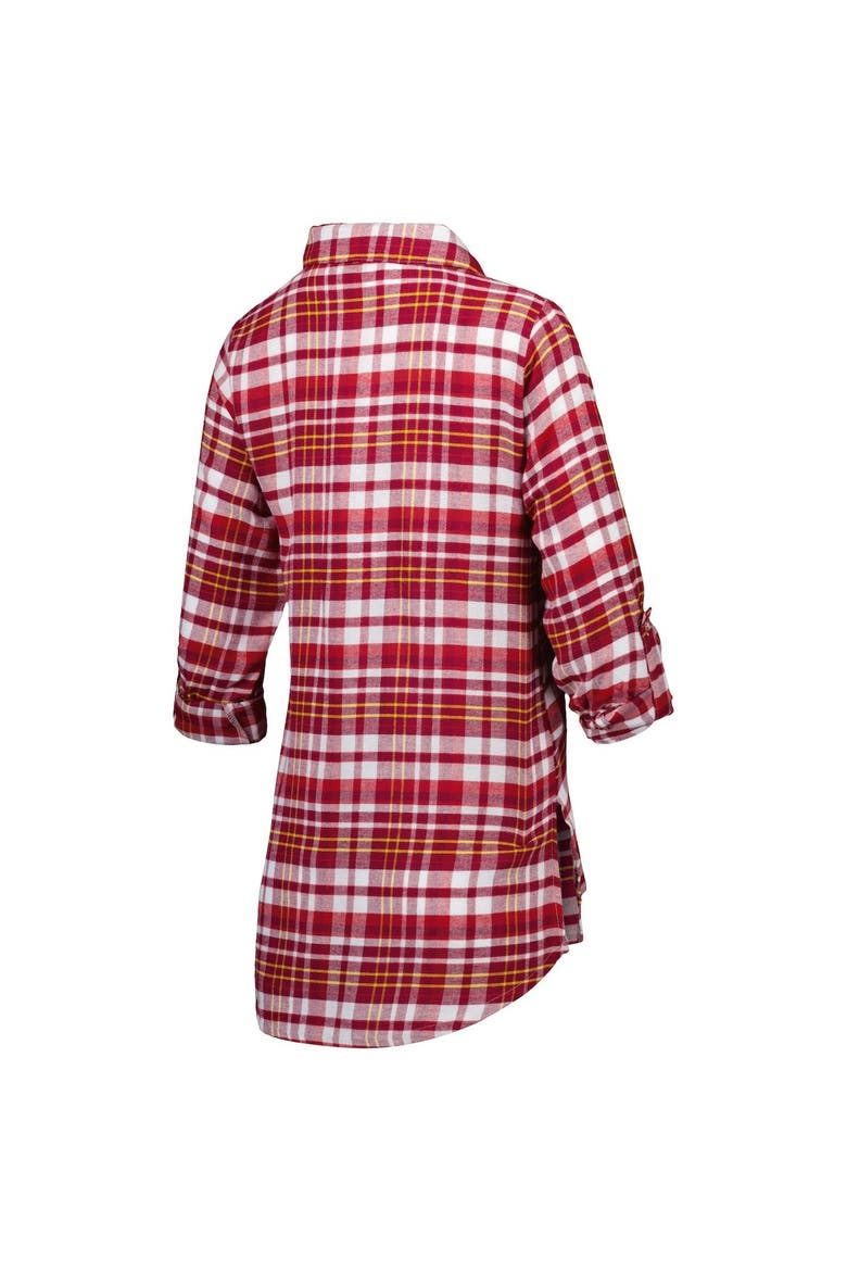 Women's Concepts Sport Burgundy Washington Commanders Mainstay Plaid Full-Button Long Sleeve Nightshirt, Alternate, color, Burgundy