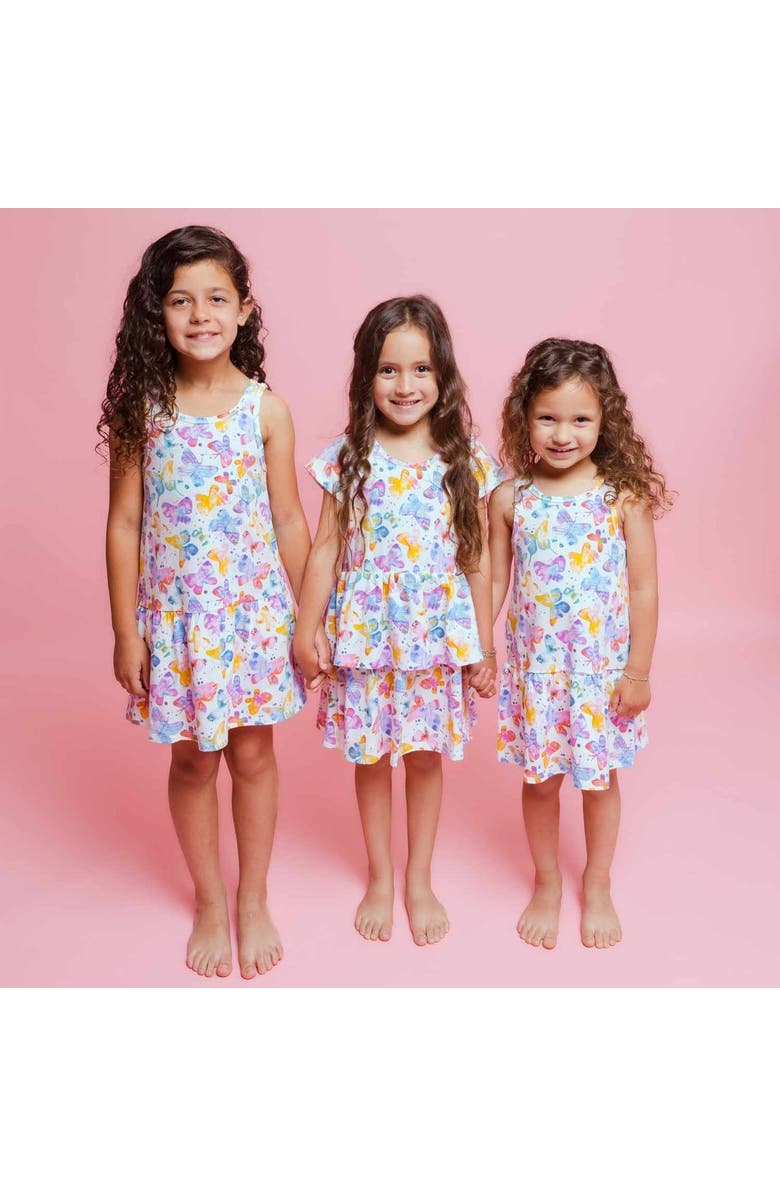 Norani Kids Organic Layered Dress with Matching Biker Shorts, Alternate, color, Butterflies