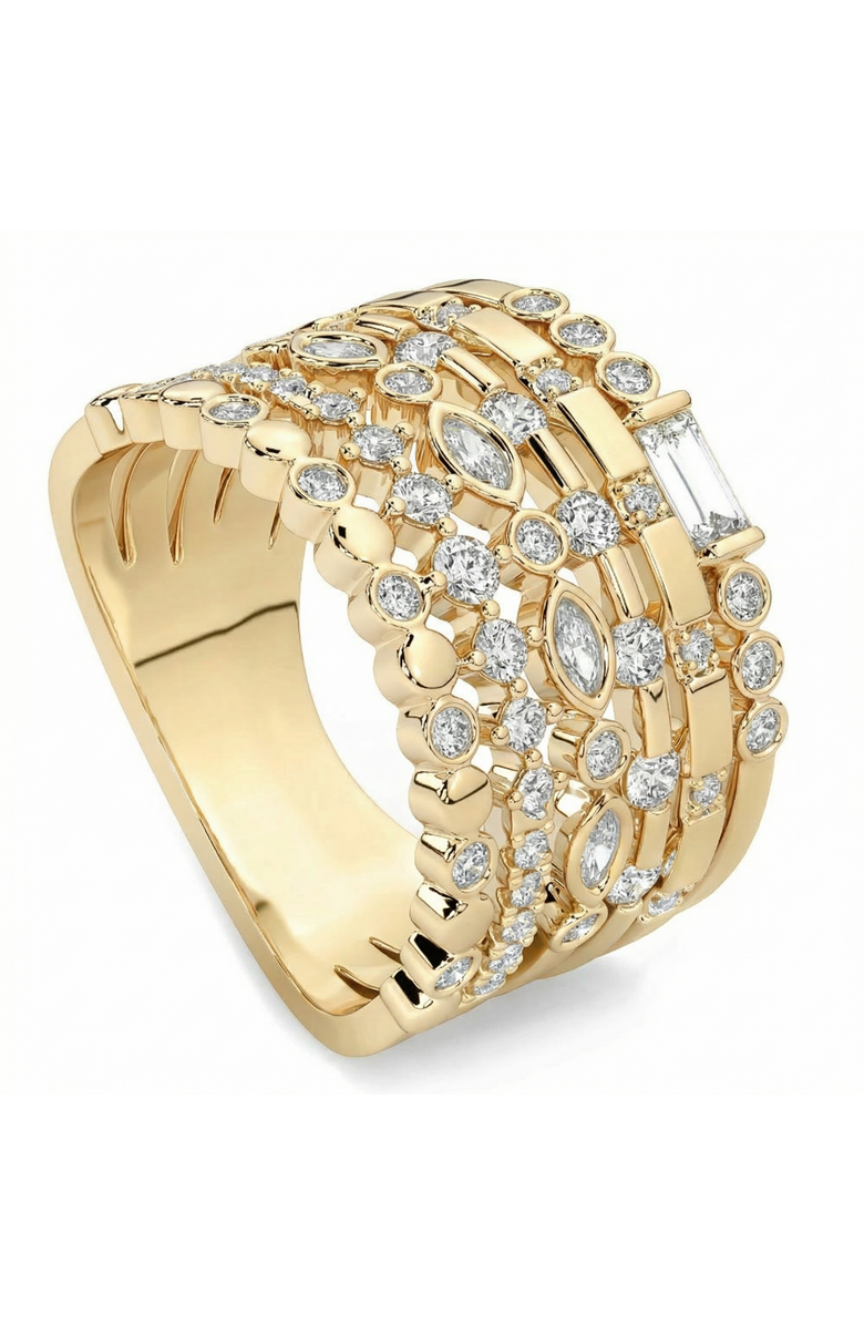 Bliss Diamond 1Ct Stackable Diamond Ring Gold Lab Grown 12mm Wide, Alternate, color, 14K Yellow Gold