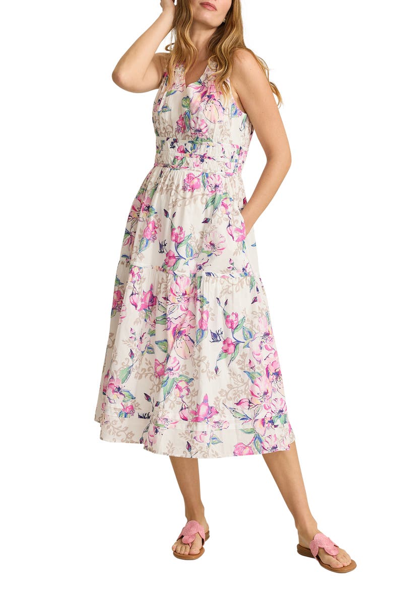 Floral Gardens Sleeveless Midi Dress, Main, color, WHITE