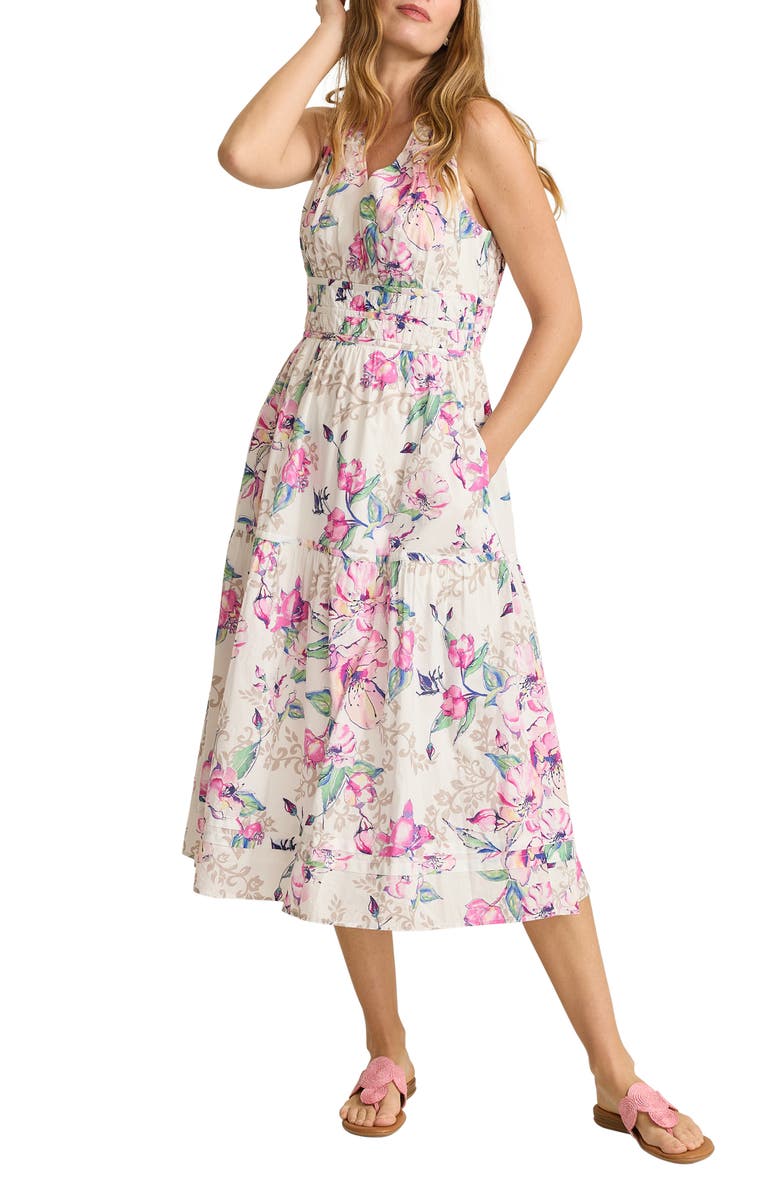 Tommy Bahama Floral Gardens Sleeveless Midi Dress, Main, color, White