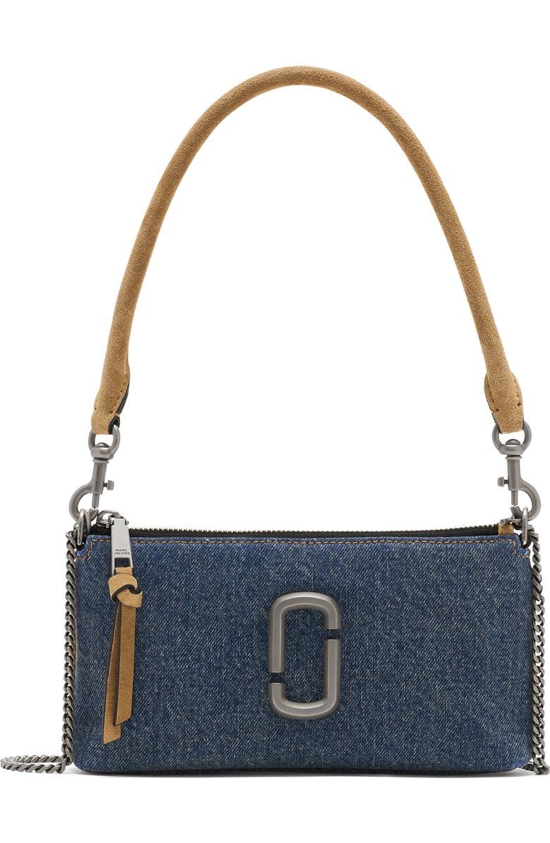 Marc Jacobs The Snapshot Denim Convertible Pochette Shoulder Bag, Main, color, Dark Wash Indigo