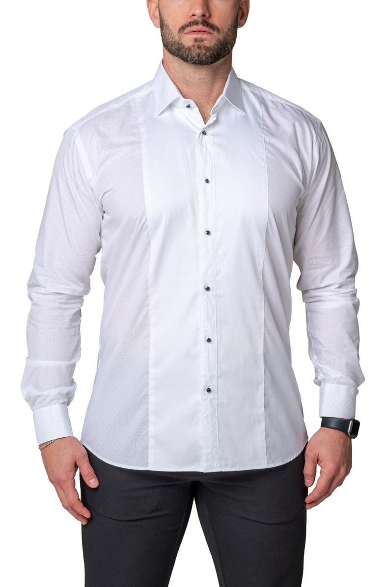 Maceoo Ceremony Dou Paneled Regular Fit Cotton Button-Up Shirt, Alternate, color, 