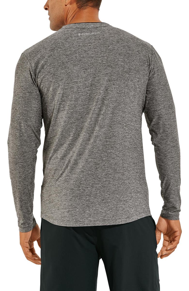 Coolibar Men's Long Sleeve Tennis T-Shirt, UPF 50+ Sun Protection, Tiebreaker, Alternate, color, Charcoal Heather