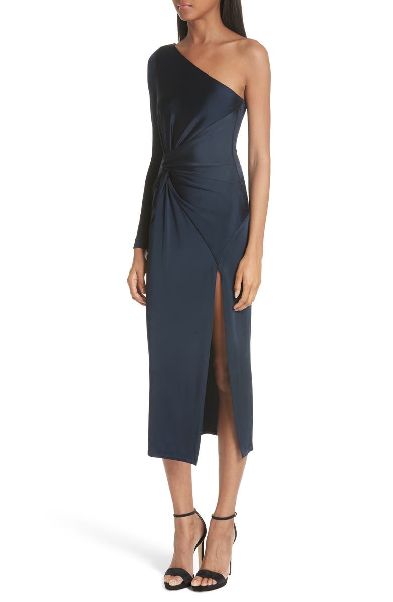 CUSHNIE et Ochs Denise Twist Detail One-Shoulder Dress, Alternate, color, 