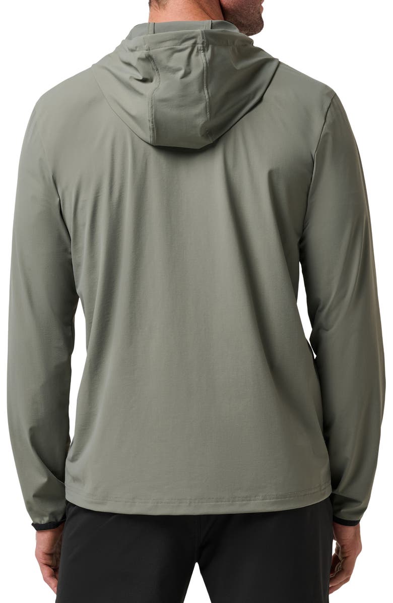 TravisMathew Hero Hour Performance Half Zip Hoodie, Alternate, color, Dark Olive
