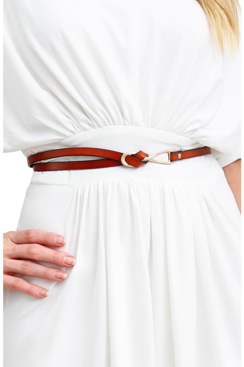 London Mood Leather Tie Belt, Alternate, color, Brown