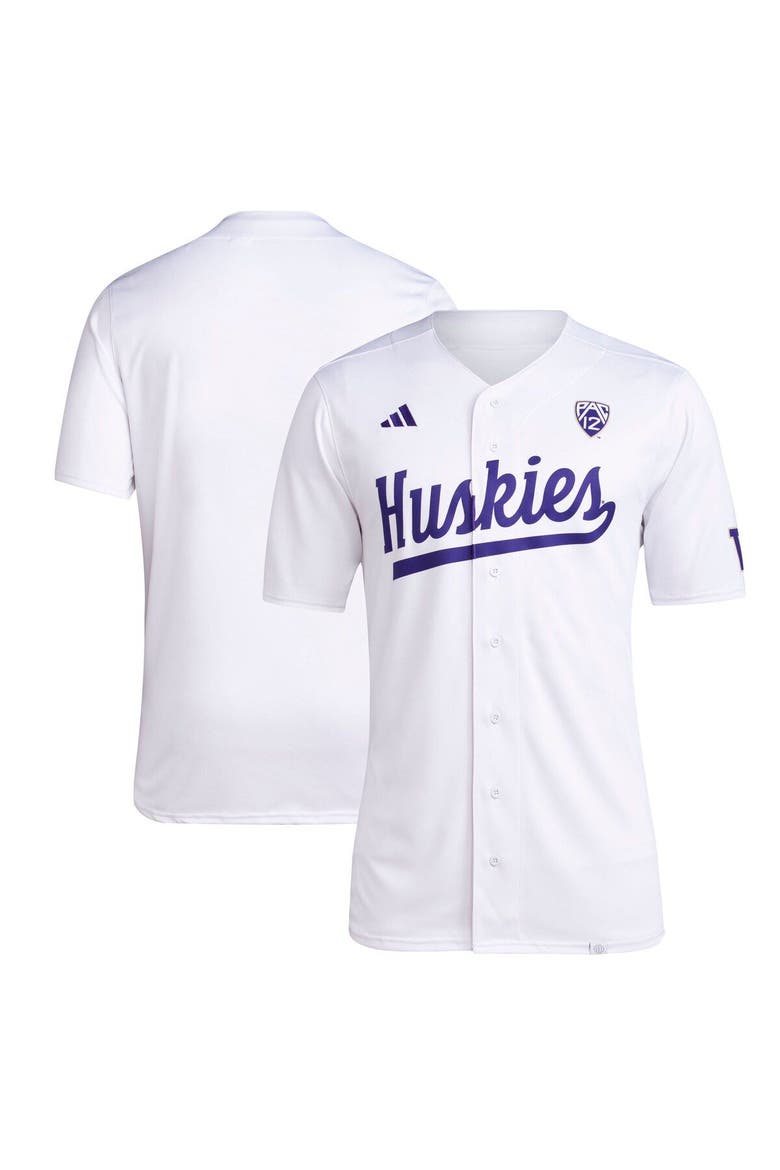 Men's adidas White Washington Huskies Team Baseball Jersey, Main, color, White