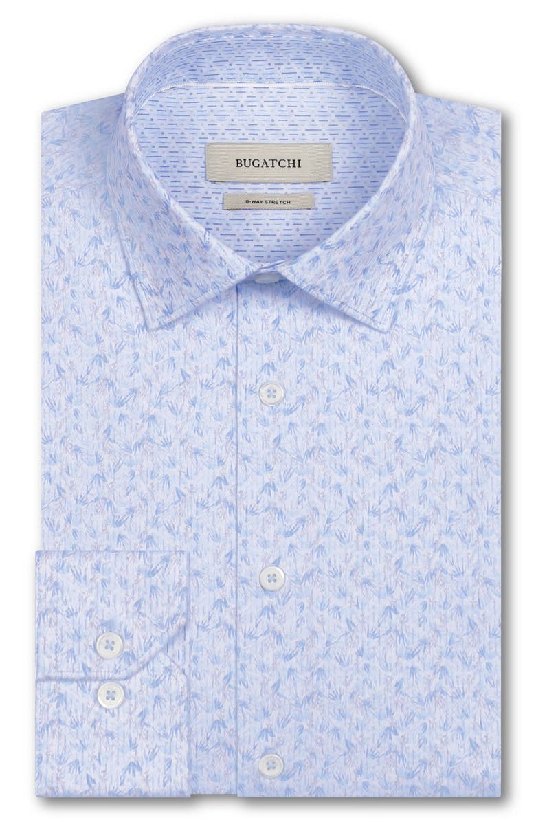 Bugatchi Jimmy OoohCotton<sup>®</sup> Leaf Print Button-Up Shirt, Alternate, color, Air Blue