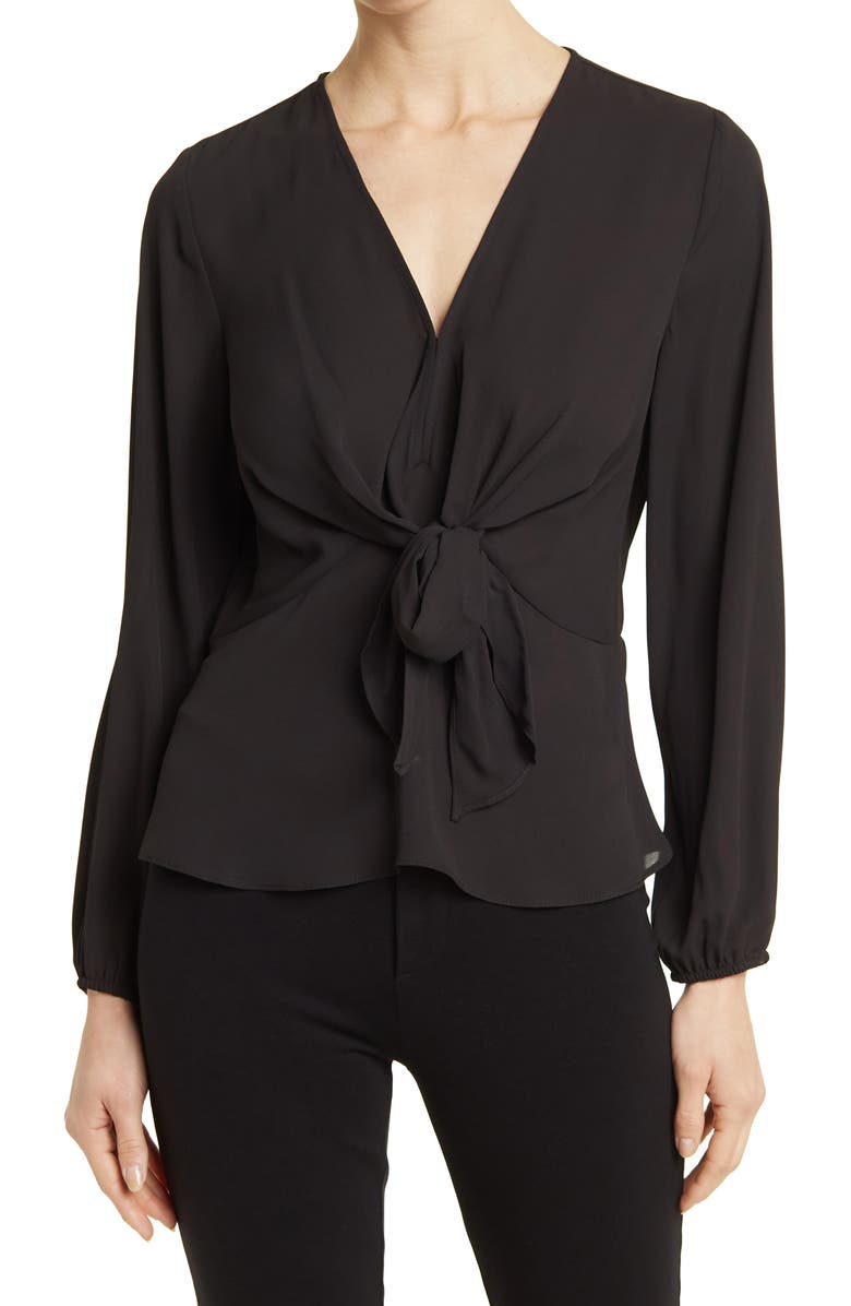 DR2 by Daniel Rainn Daniel Rainn V-Neck Long Sleeve Tie Front Top, Main, color, 