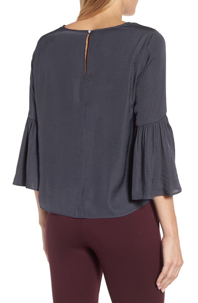 Vince Camuto Hammer Satin Bell Sleeve Blouse, Alternate, color,