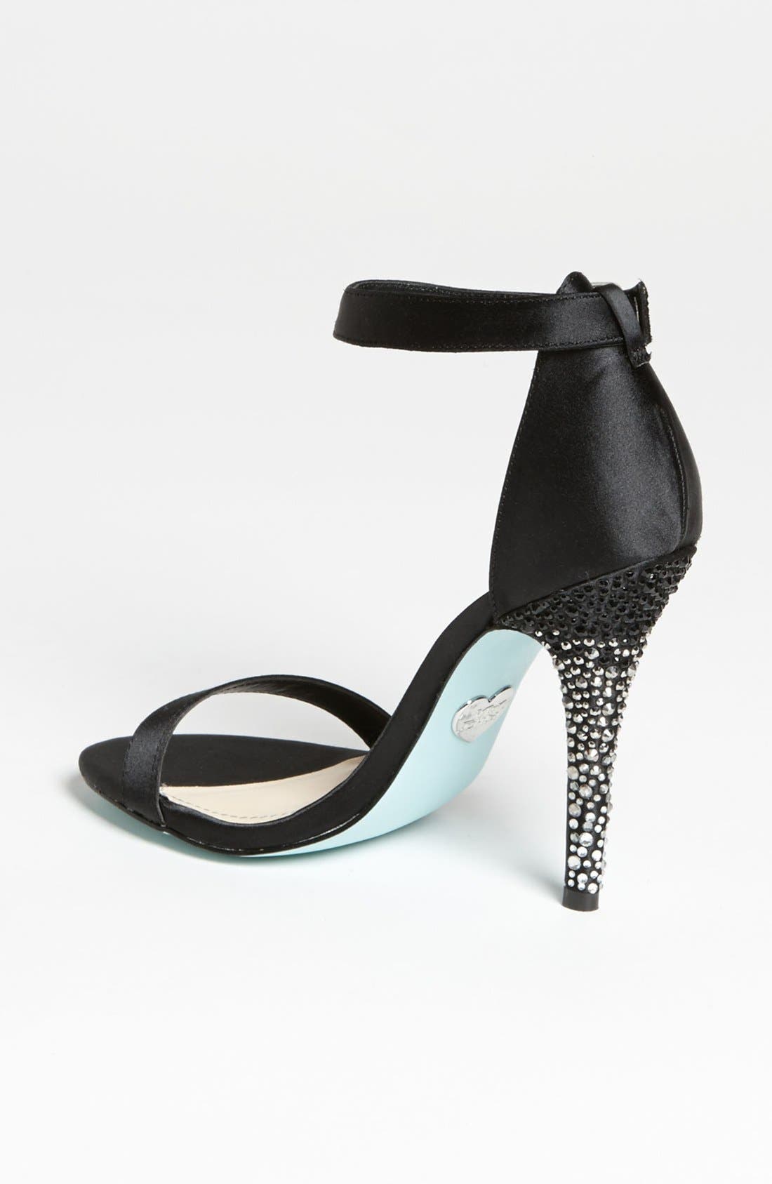 Blue by Betsey Johnson 'Bells' Sandal, Alternate, color, BLACK SATIN