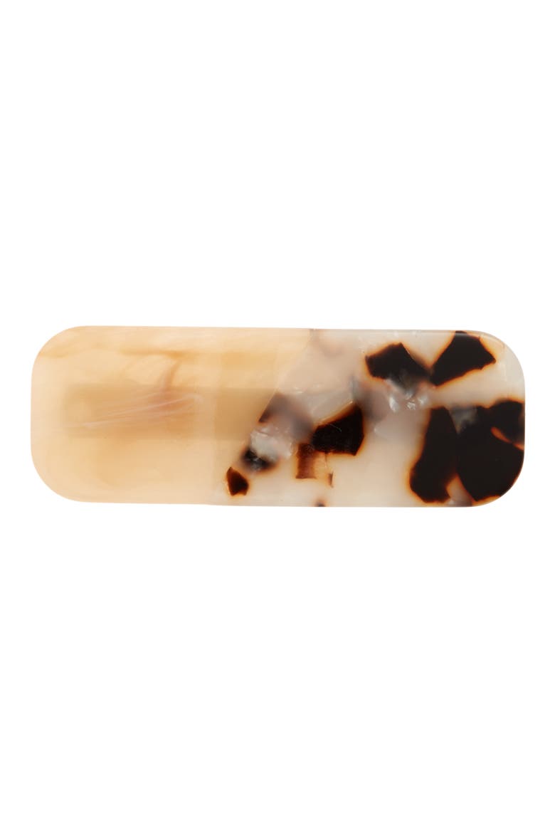 Oval Colorblock Tortoise Barrette, Main, color, CREAMY HORN MULTI