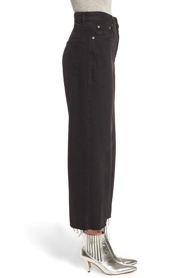High Waist Wide Leg Crop Jeans, Alternate, color, WASHED BLACK