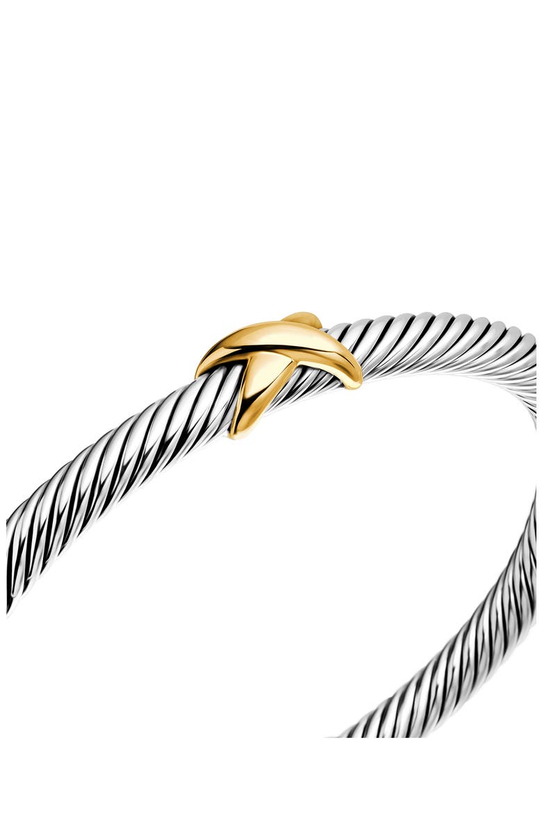 X Classic Cable Station Bracelet in Sterling Silver with 14K Gold, 5mm, Alternate, color, SILVER