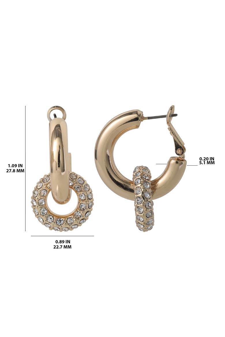 Pavé and Polished Gold-Tone Double Hoop Earrings, Alternate, color, Gold Tone