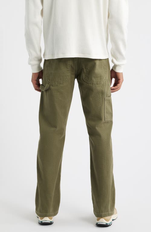 Dickies Straight Leg Green Cotton Canvas Carpenter Pants In Green