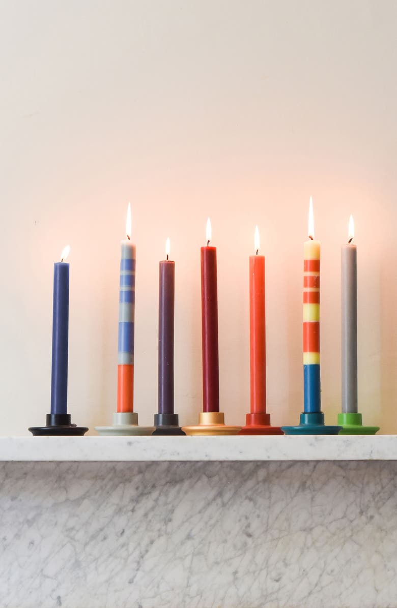 BRITISH COLOUR STANDARD Assorted 4-Pack Stripe Dinner Candles, Alternate, color,