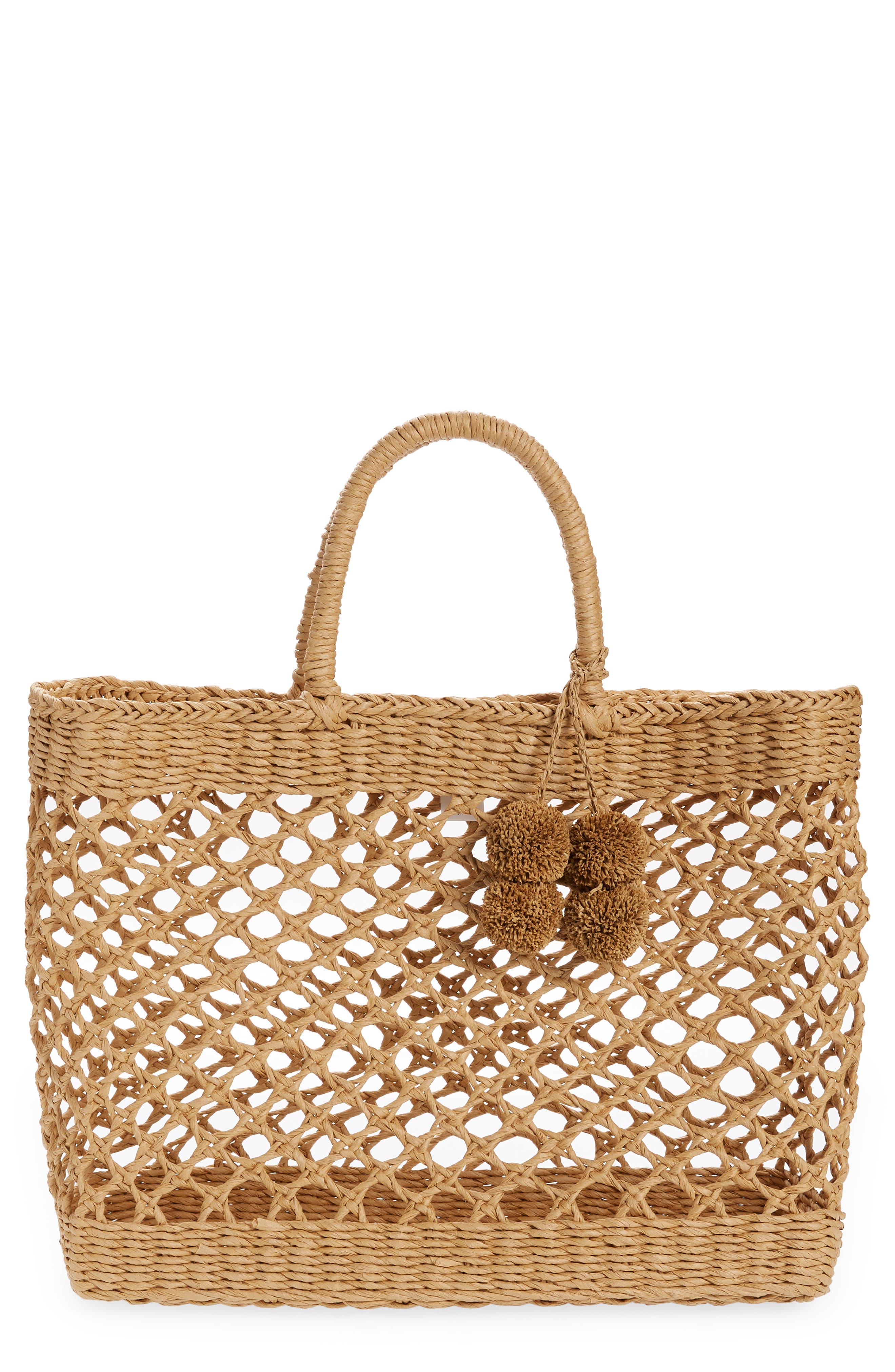 Sunday Morning Straw Tote, Main, color, NATURAL BROWN