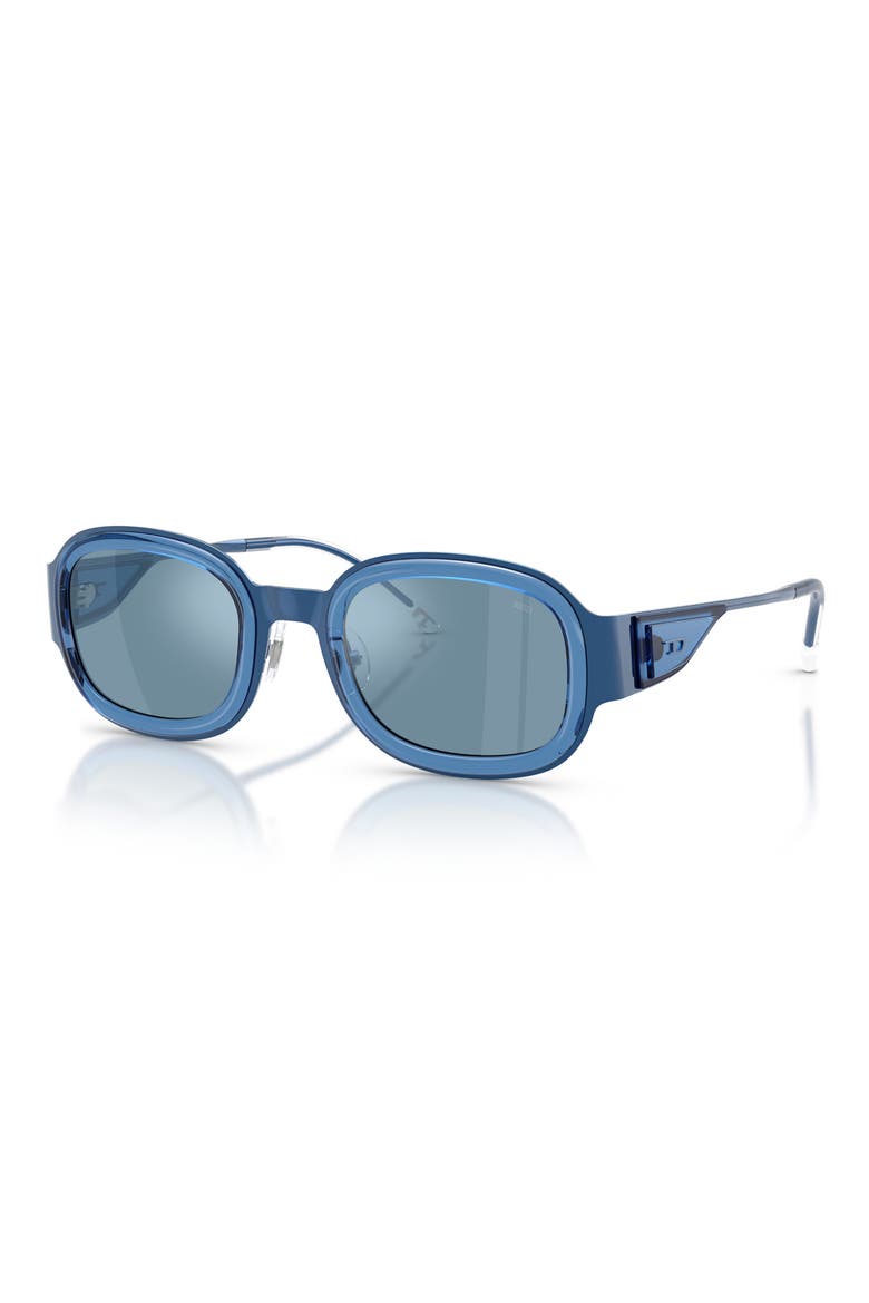 49mm Small Mirrored Square Sunglasses, Alternate, color, BLUE / BLUE MIRROR SILVER
