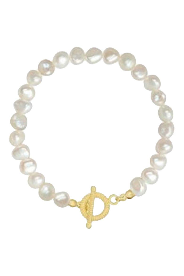 Sophisticated Baroque Freshwater Pearl Bracelet, Main, color, White
