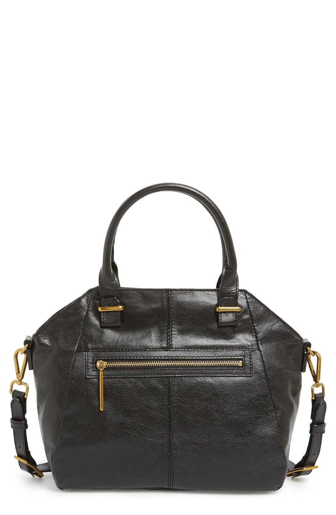 'Medium Faro' Leather Satchel, Main, color, BLACK