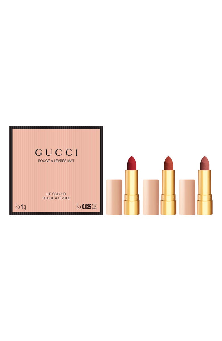 Gucci Mini Velvet Matte Lipstick 3-Piece Festive Gift Set $45 Value, Main, color,