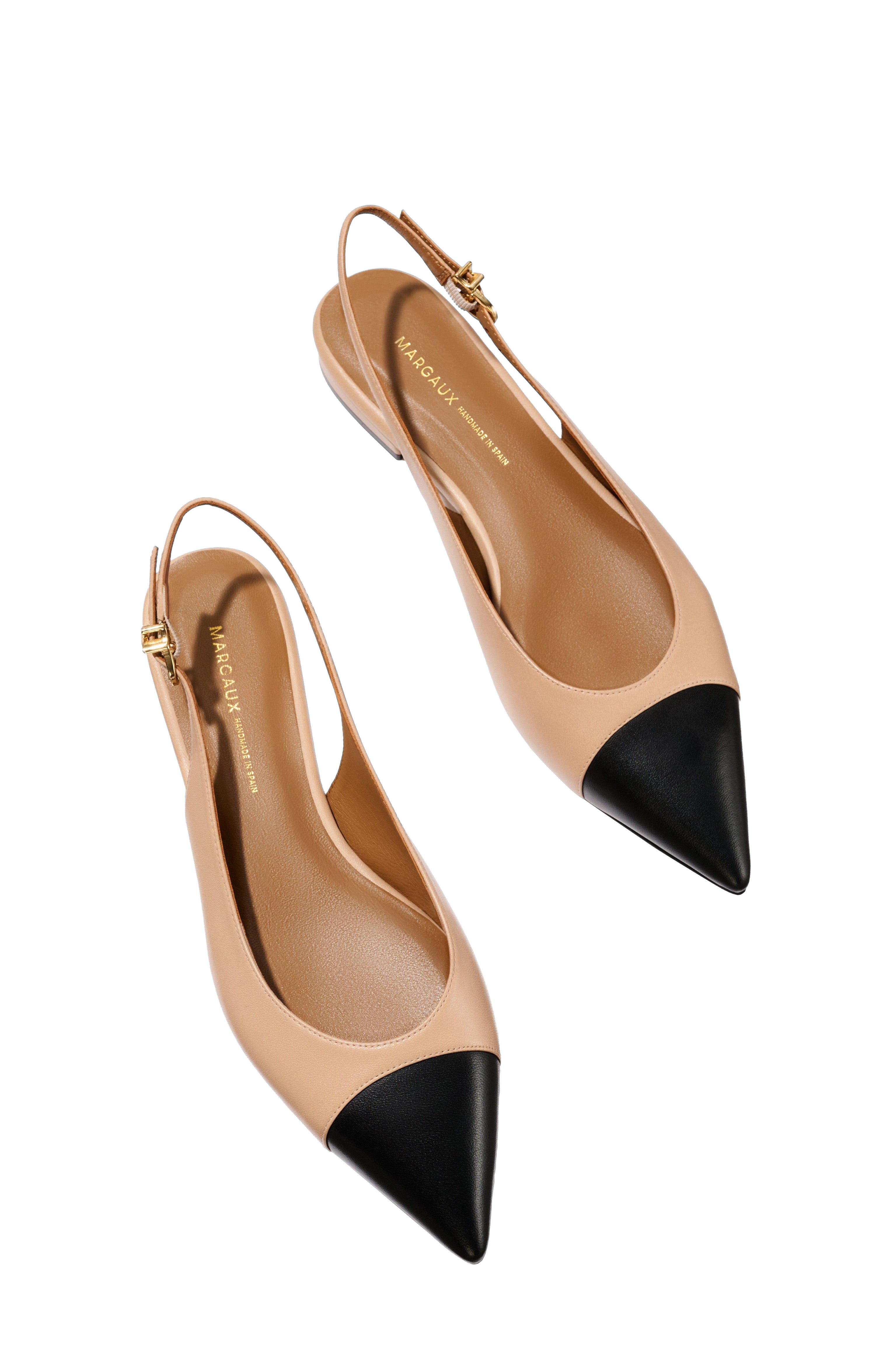 The Elise Cap-Toe, Alternate, color, Dune and Black Nappa