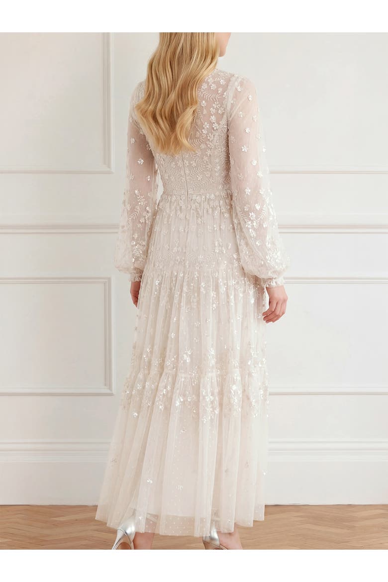 Clover Long Sleeve Maxi Gown, Alternate, color, Cream