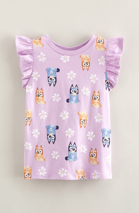 Kids' Ruffle Sleeve Cotton Graphic T-Shirt (Toddler, Little Kid & Big Kid)