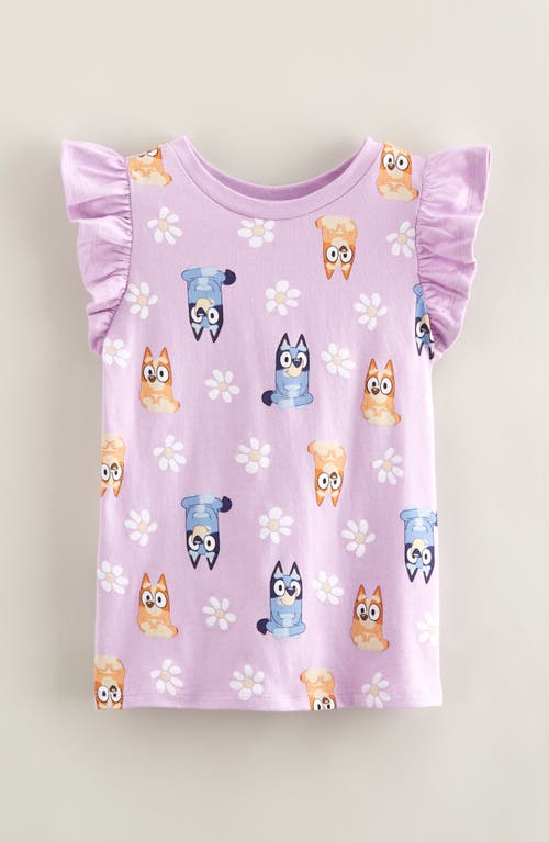 Shop Tucker + Tate Kids' Ruffle Sleeve Cotton Graphic T-shirt In Purple Petal Bluey Bingo