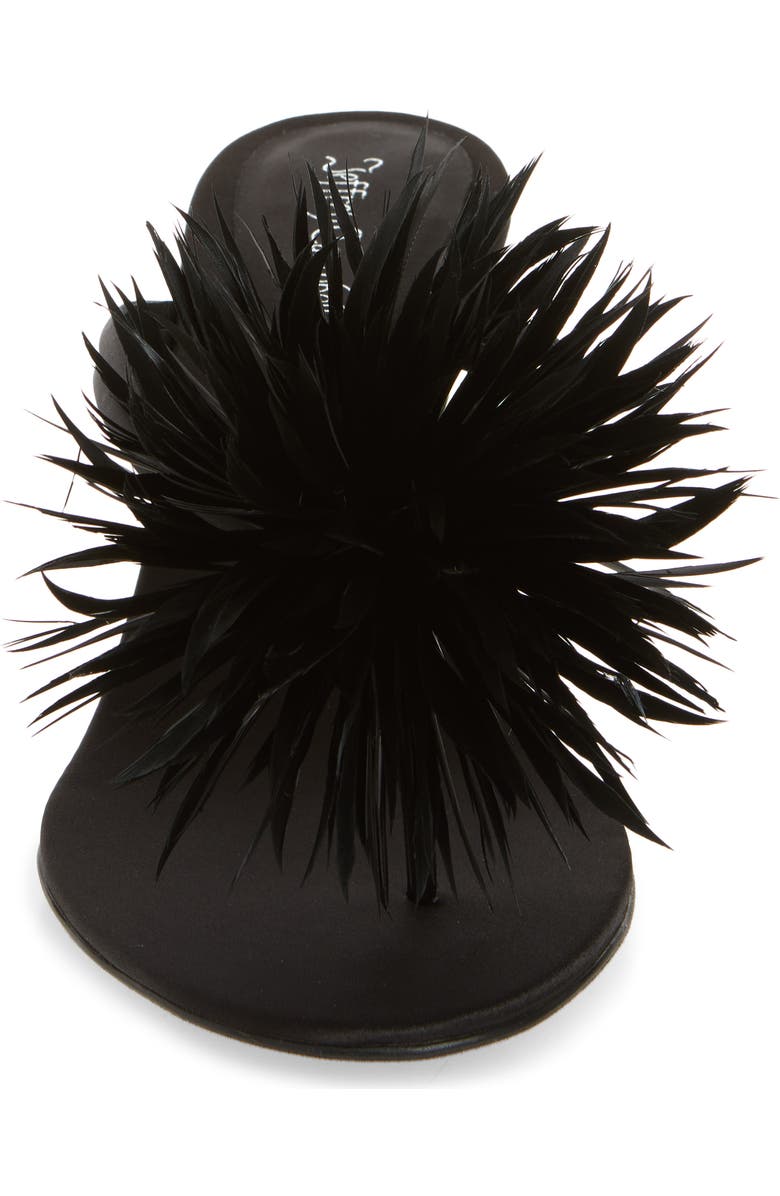 Jeffrey Campbell Firework Feather Sandal, Alternate, color, Black Satin