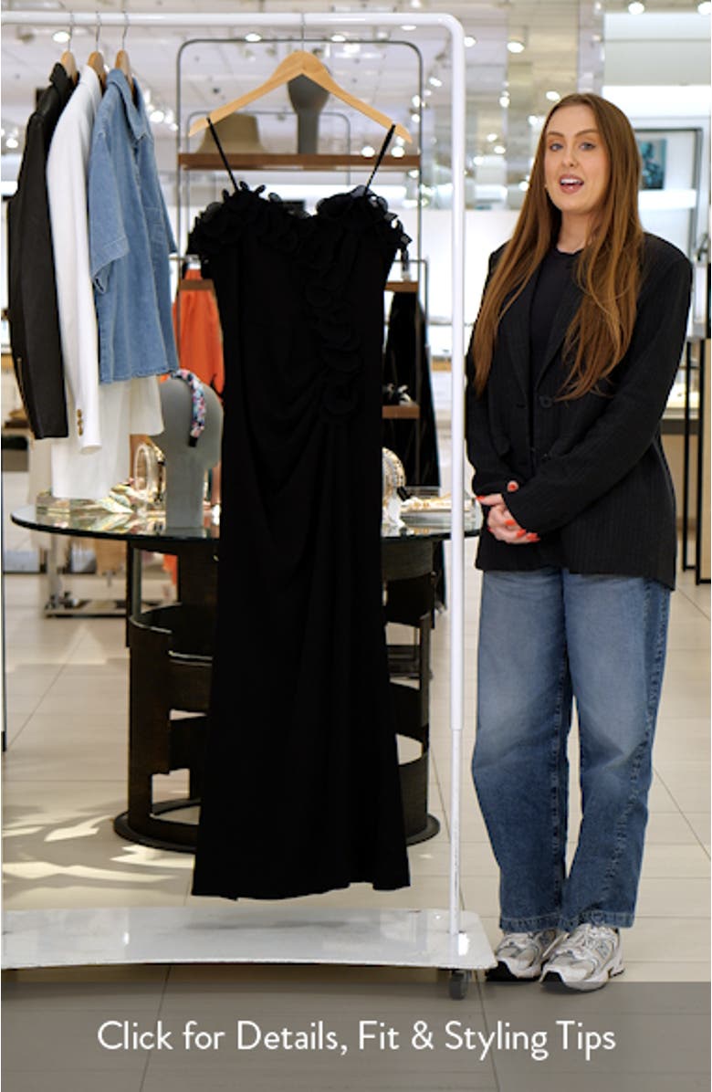 Ruffle Detail Strapless Scuba Crepe Sheath Gown, sales video thumbnail