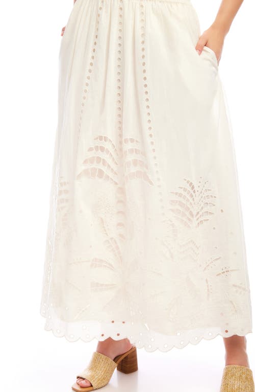 Karen Kane Cutout Embroidery Midi Skirt In Cream In White