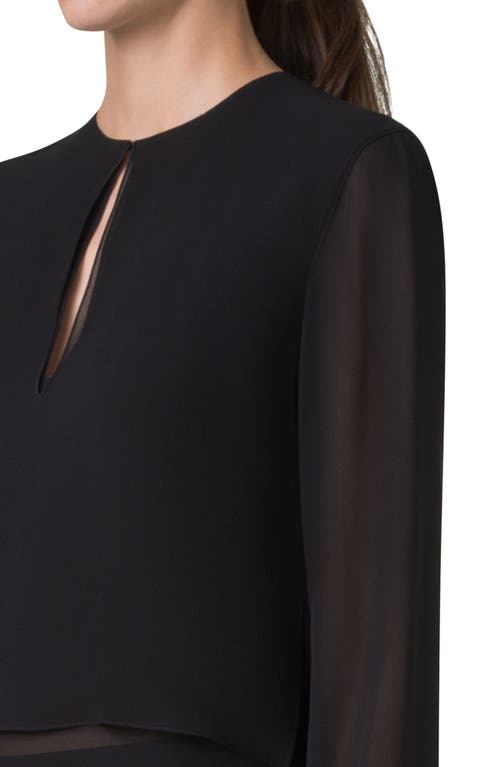 Shop Akris Layered Crepe & Georgette Silk Tunic In Black