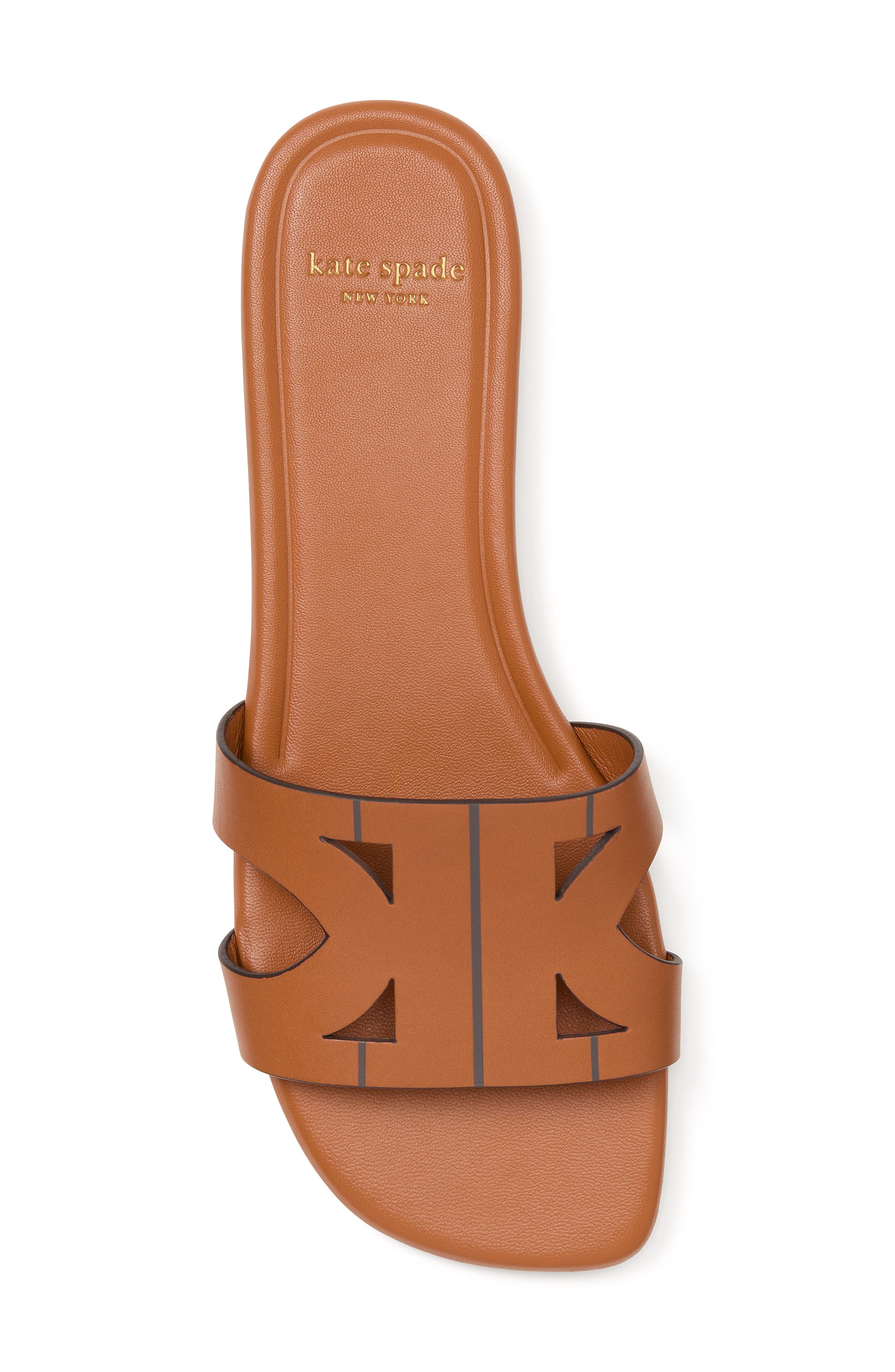 Kate Spade New York duo smooth leather slide sandal, Alternate, color, Saddle