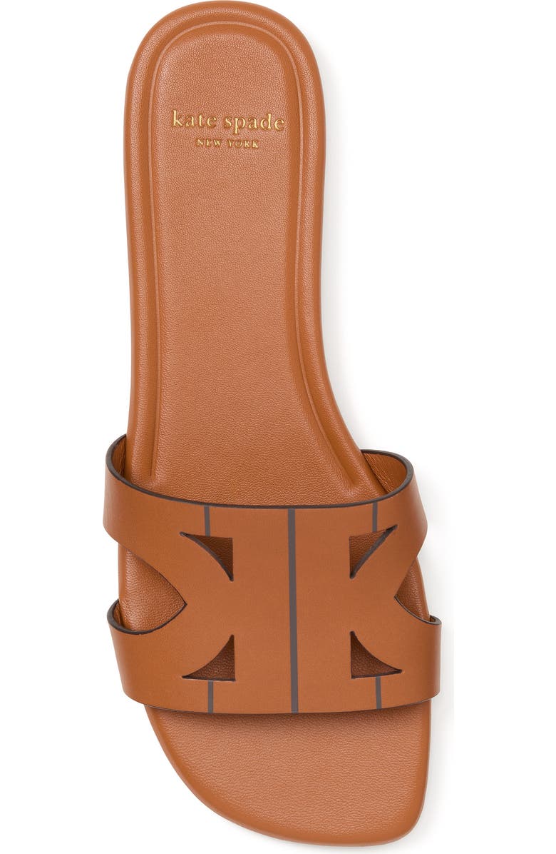 Kate Spade New York duo smooth leather slide sandal, Alternate, color, Saddle