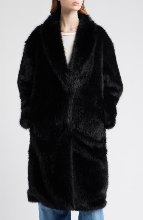 Thread & Supply Long Faux Fur Coat In Black