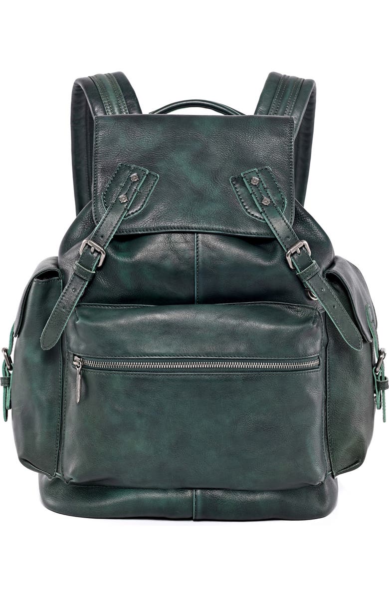 OLD TREND Bryan Leather Backpack, Main, color, Vintage Green