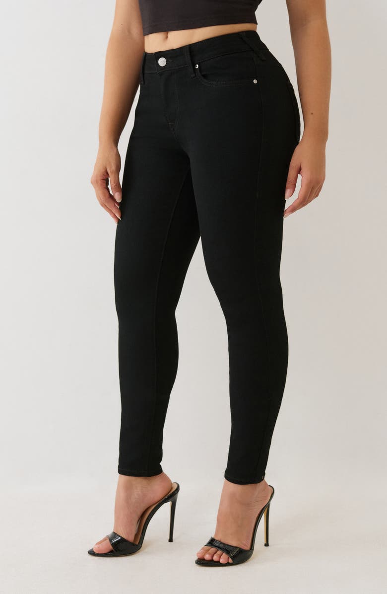 True Religion Jennie Mid Rise Skinny Jeans, Alternate, color, Black Rinse