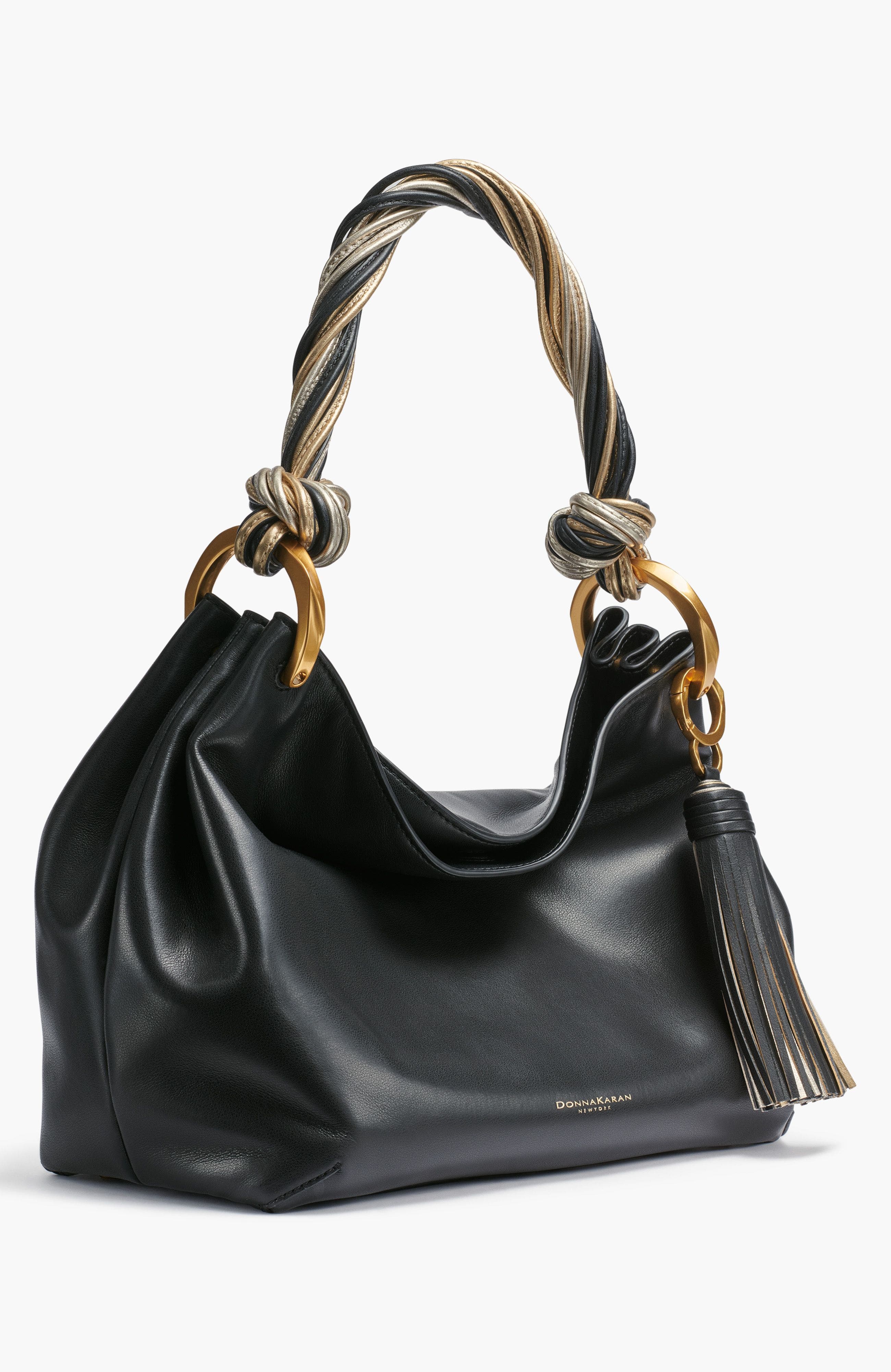 Donna Karan New York Glenwood Small Shoulder, Alternate, color, Black/Gold