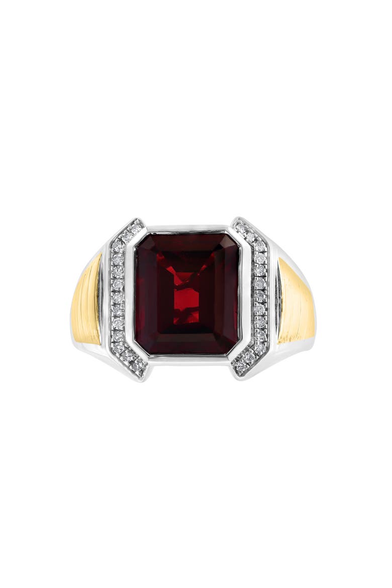Men's Diamond & Garnet Two-Tone Signet Ring, Alternate, color, RED