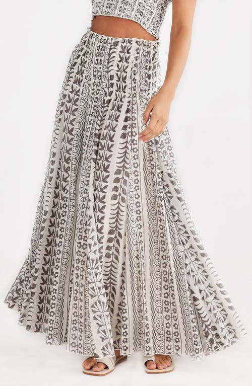 Talisman The Label Balmoral Smocked Waist Cotton Maxi Skirt