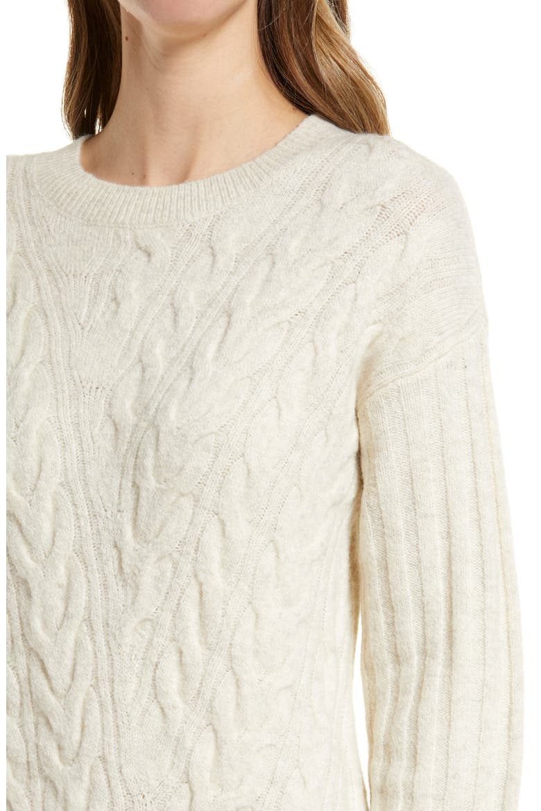 Holiday Long Sleeve Cable Sweater Dress, Alternate, color, BEIGE OATMEAL LIGHT HEATHER