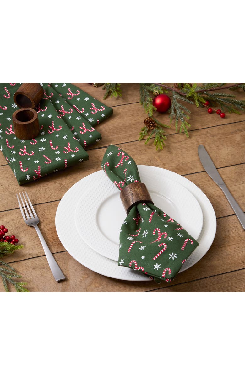 Design Imports Candy Cane Print 4-Piece Napkin Set, Alternate, color, Candy Cane Print