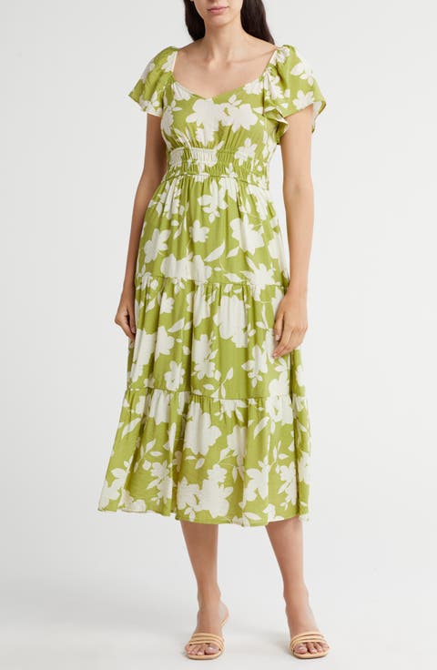 Floral Tiered Midi Dress